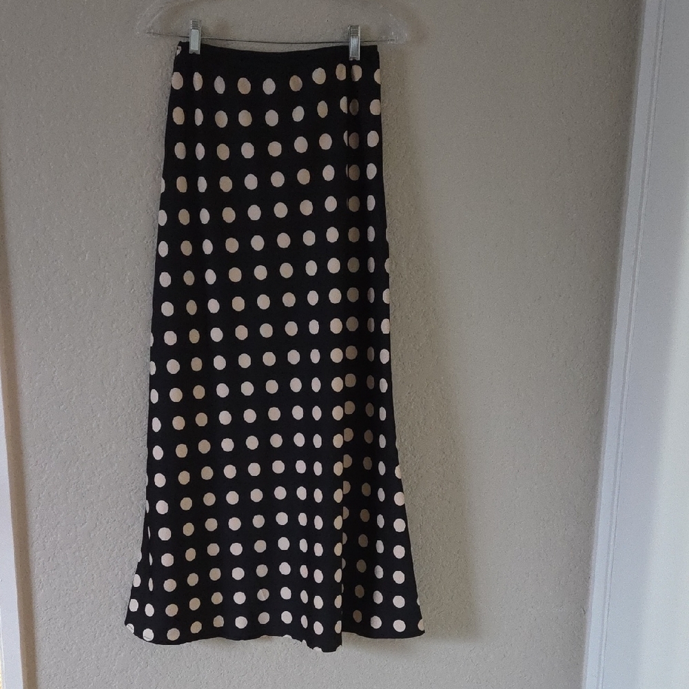 A New Day Black and Cream Polka Dot Maxi Skirt